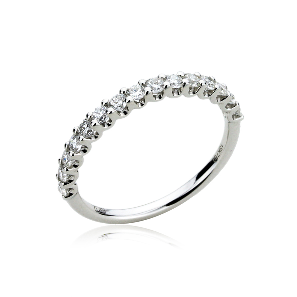 2mm 18K White Gold Wedding Band Stackable 0.5ct Diamond ...