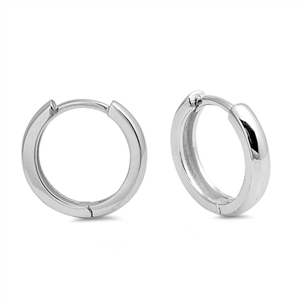 Women Sterling Silver High Polished 3mm Round Huggie Hoop Earrings | eBay