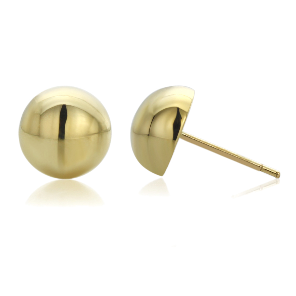 14K Yellow Gold Round Half Ball Stud Earrings eBay