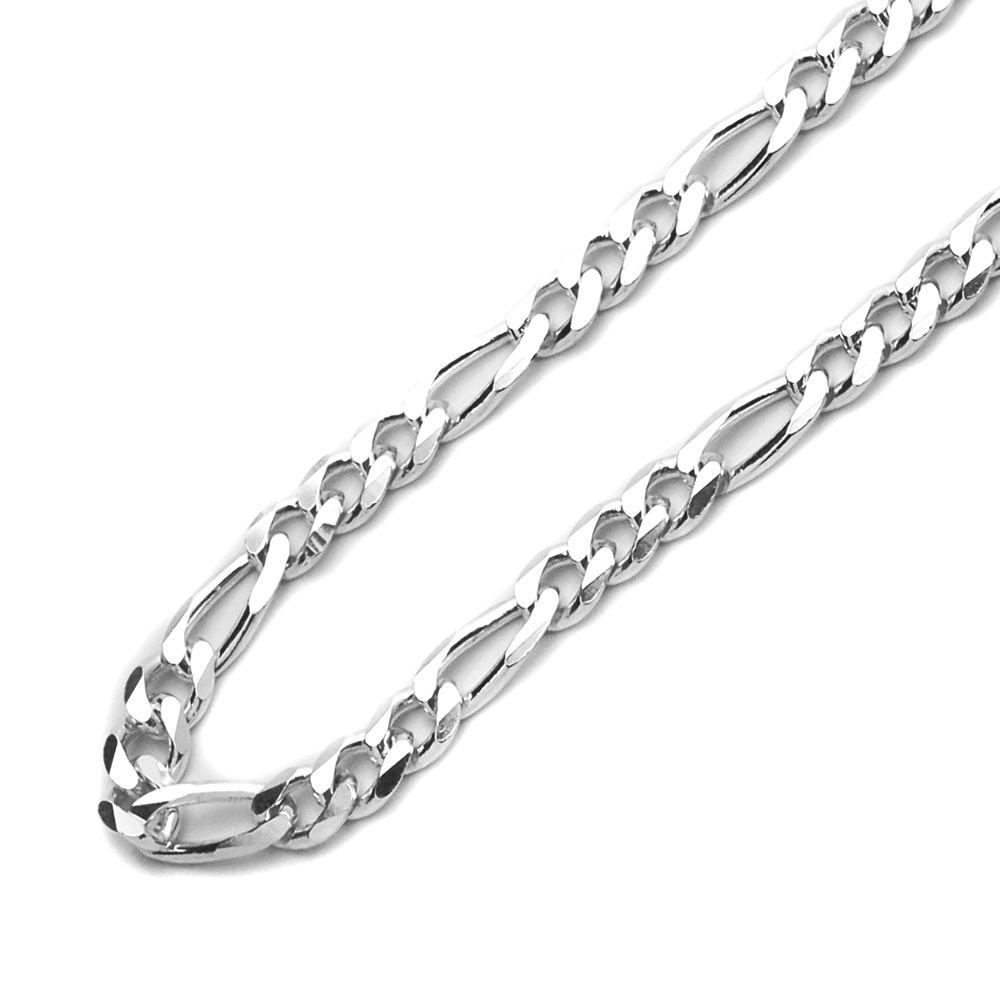 Mens 4mm 925 Sterling Silver Figaro Link Chain Necklace made in italy 22 inch