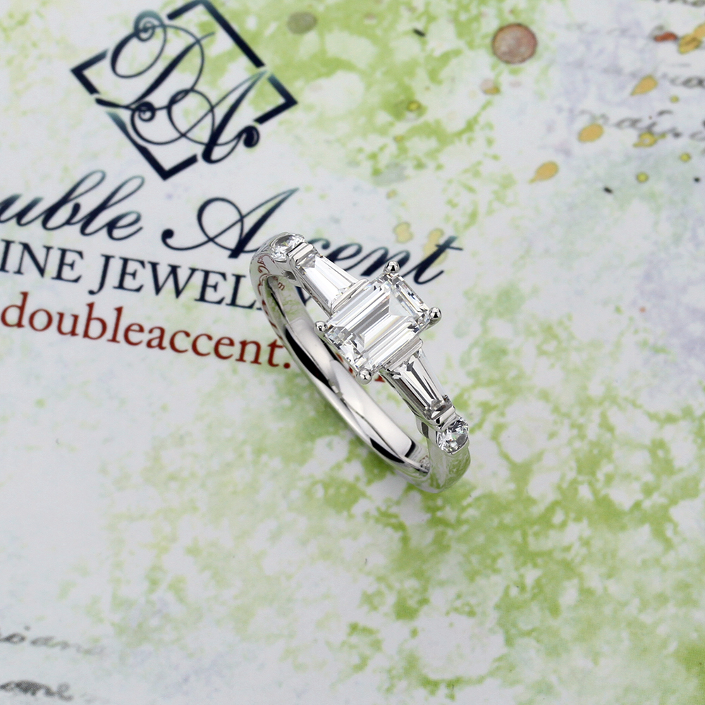 7mm Platinum Plated Silver 1ct CZ Baguette Wedding Engagement Ring set