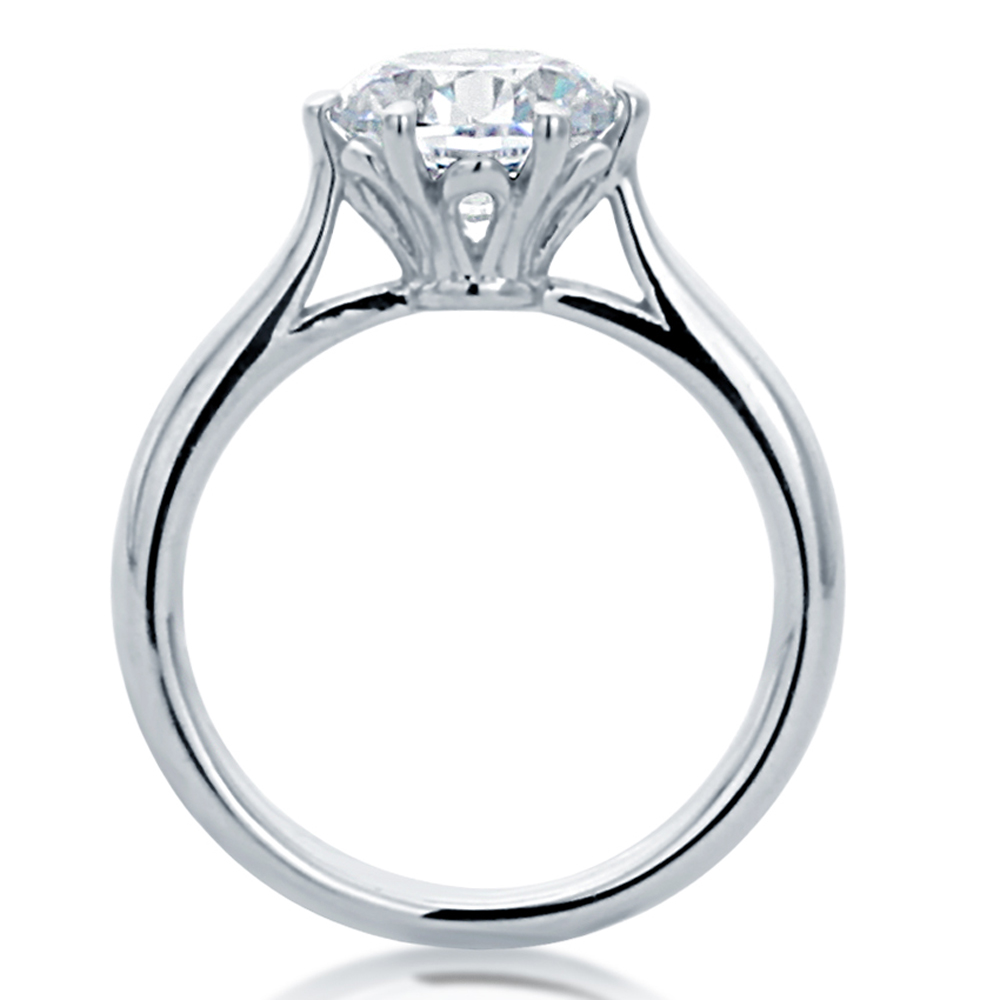 8MM Sterling Silver 2ct CZ 6 prong Classic Solitaire Wedding Engagement Ring