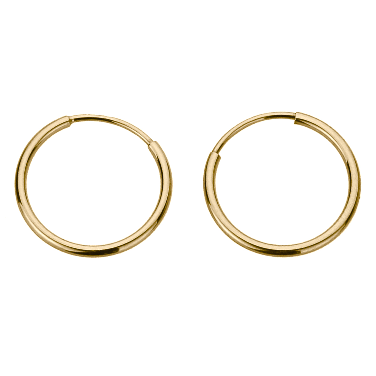 Men 14K Gold 1.25mm Thin Continuous Endless Hoops Plain Round Tube Hoop