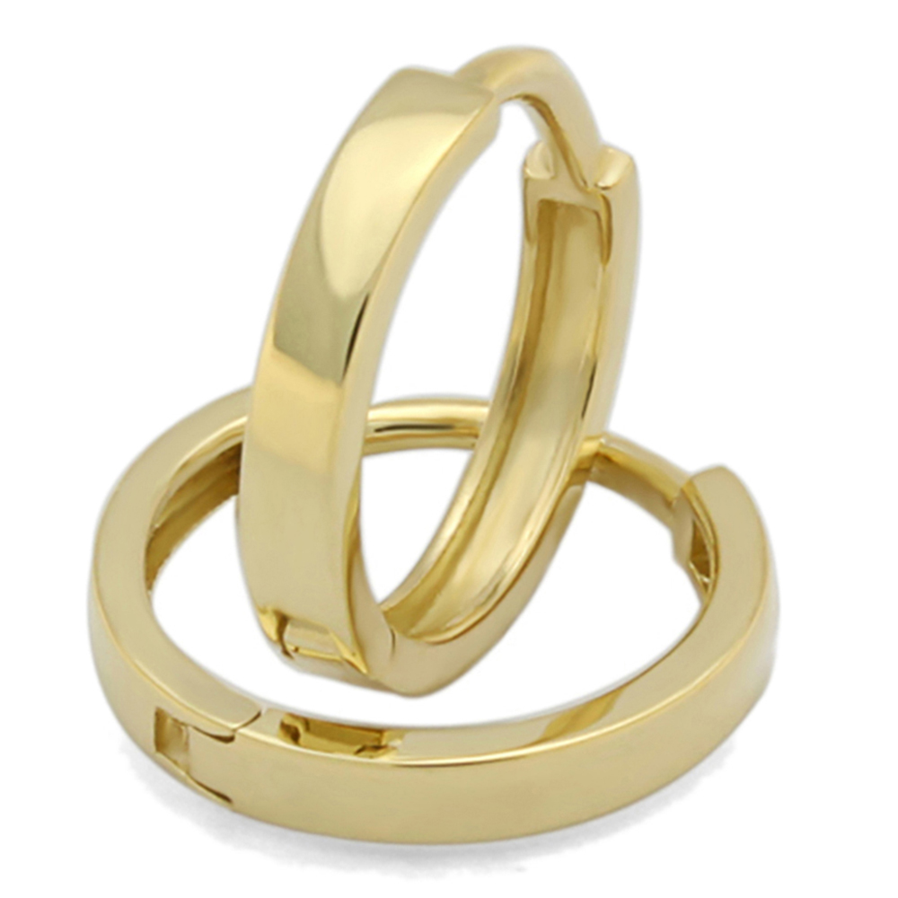14K Yellow Gold Plain Flat Design 10mm Length Huggie Hoop Earrings | eBay