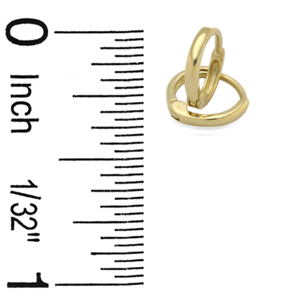 14K Yellow Gold 1.5 mm Width Domed Small Plain 6 mm Length Huggie Hoop Earrings