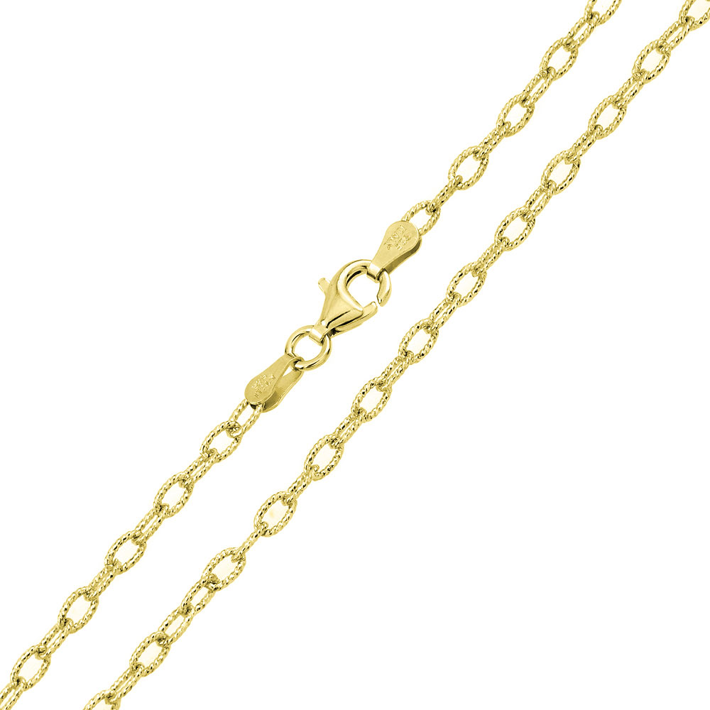 3.7mm 925 Sterling Silver Link Chain Necklace / 14K Gold Plated made in ...