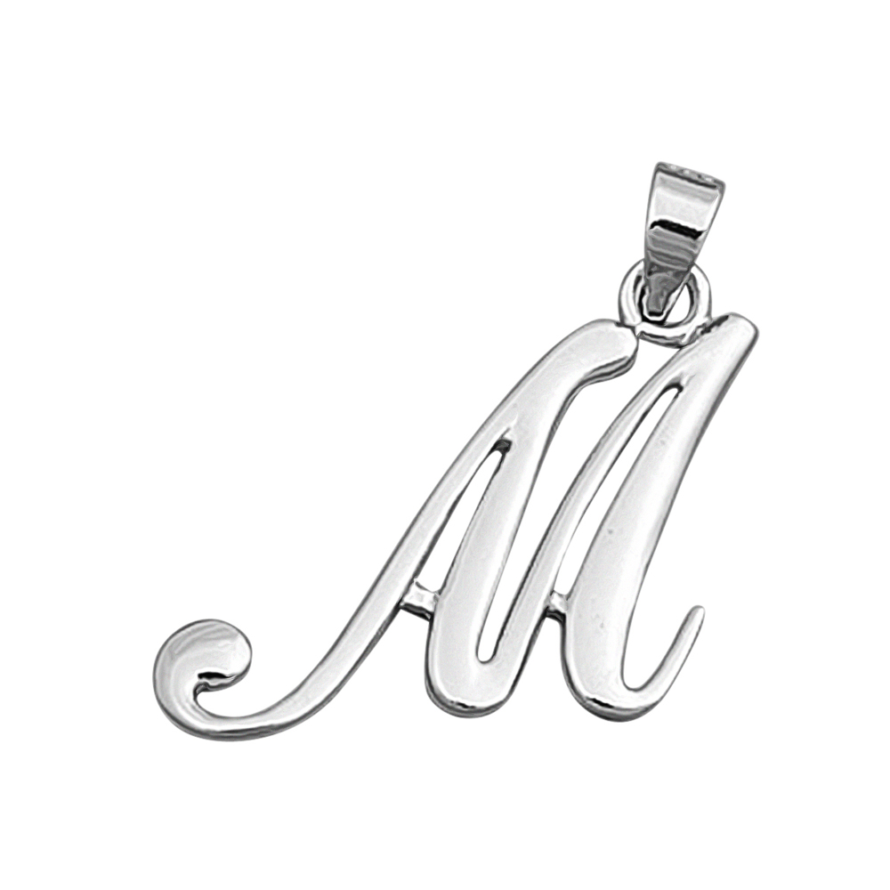 Men Women Sterling Silver Script Alphabet Letter Initial Pendant (exclude chain)