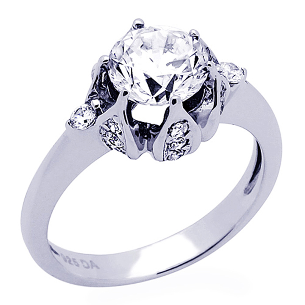 Women Sterling Silver Rhodium Plated Round Ct Cz Solitaire Engagement Ring Ebay