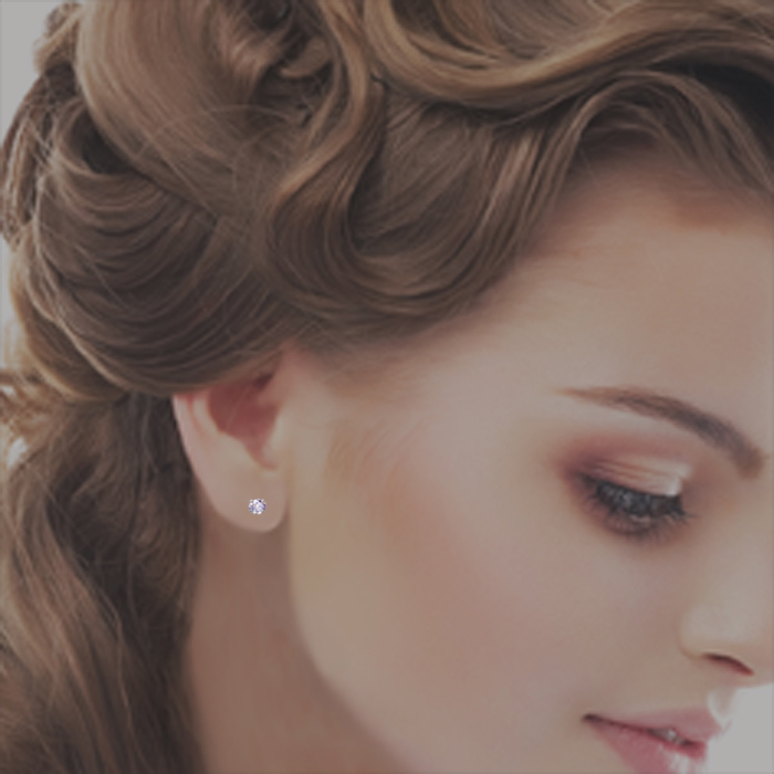 14K White Gold 4mm Cubic Zirconia Basket Set Solitaire Screwback Stud Earrings