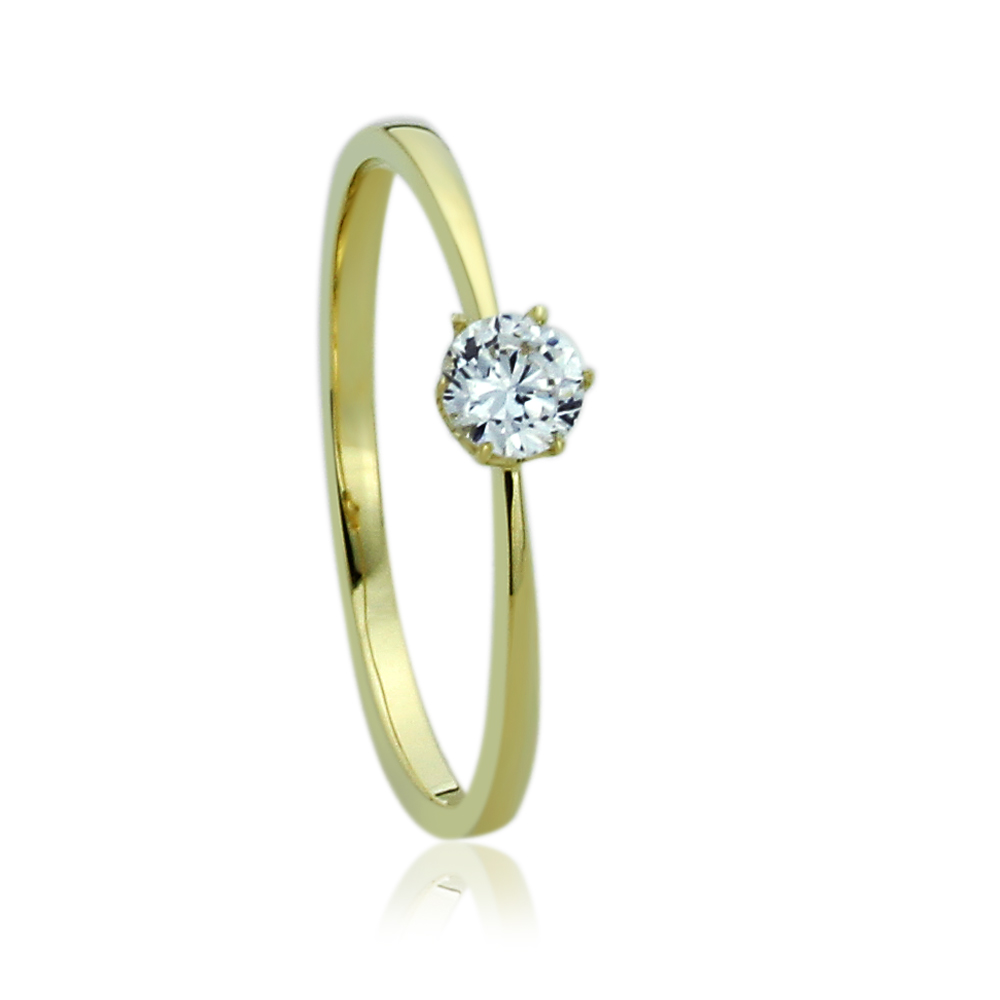 Womens Fine band 14K Gold 0.25 ct Round CZ Classic Solitaire Engagement Ring