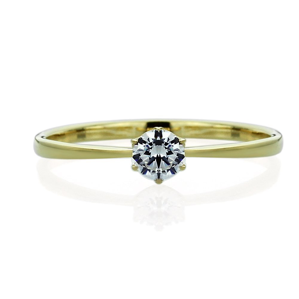 Womens Fine band 14K Gold 0.25 ct Round CZ Classic Solitaire Engagement Ring