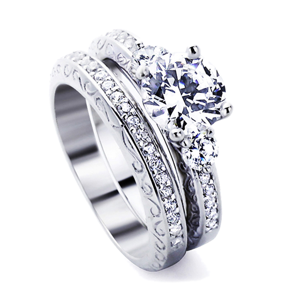 Casoty 2Pcs Women's Cubic Zirconia Eternity Ring Band Promise Marry Ri 2pcs Cubic Zirconia Decor . | eBay