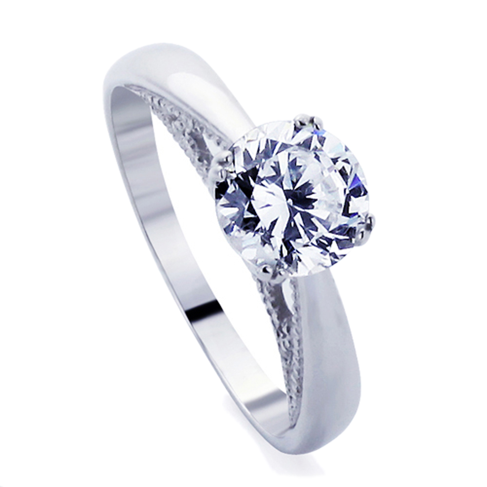 Women Silver 1.25ct CZ Double Prong Classic Solitaire Wedding Engagement Ring