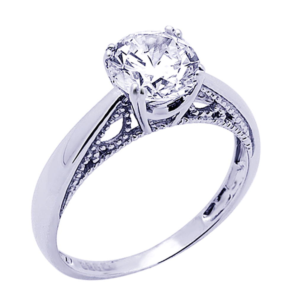 Women Silver 1.25ct CZ Double Prong Classic Solitaire Wedding Engagement Ring