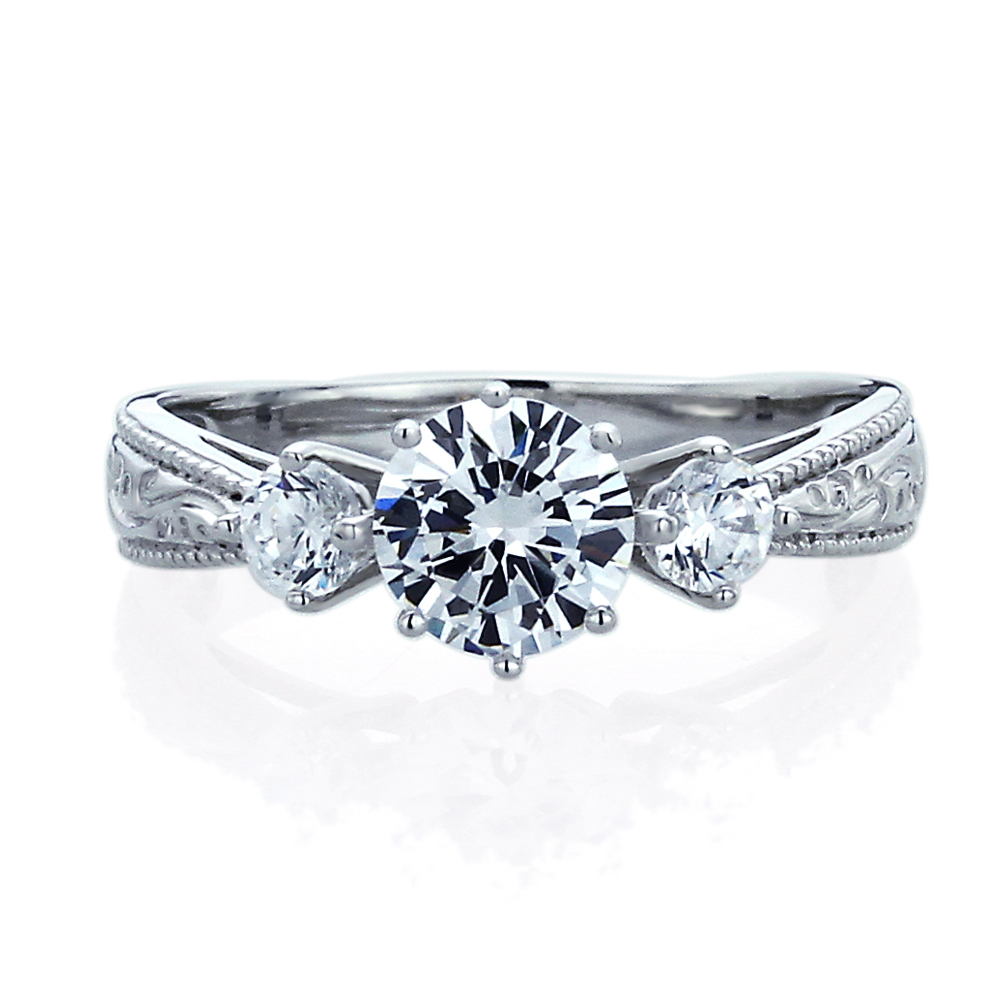 Women 7mm 14K White Gold Wedding Ring 1ct Round CZ Three Stone Anniversary Ring