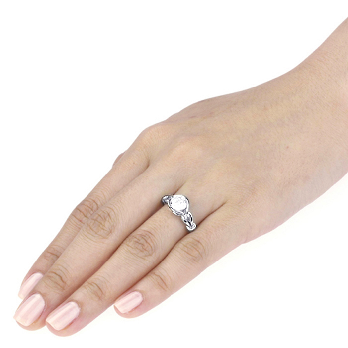 Women Silver 1.25ct CZ Solitaire Celtic Love Knot Band Wedding Engagement Ring