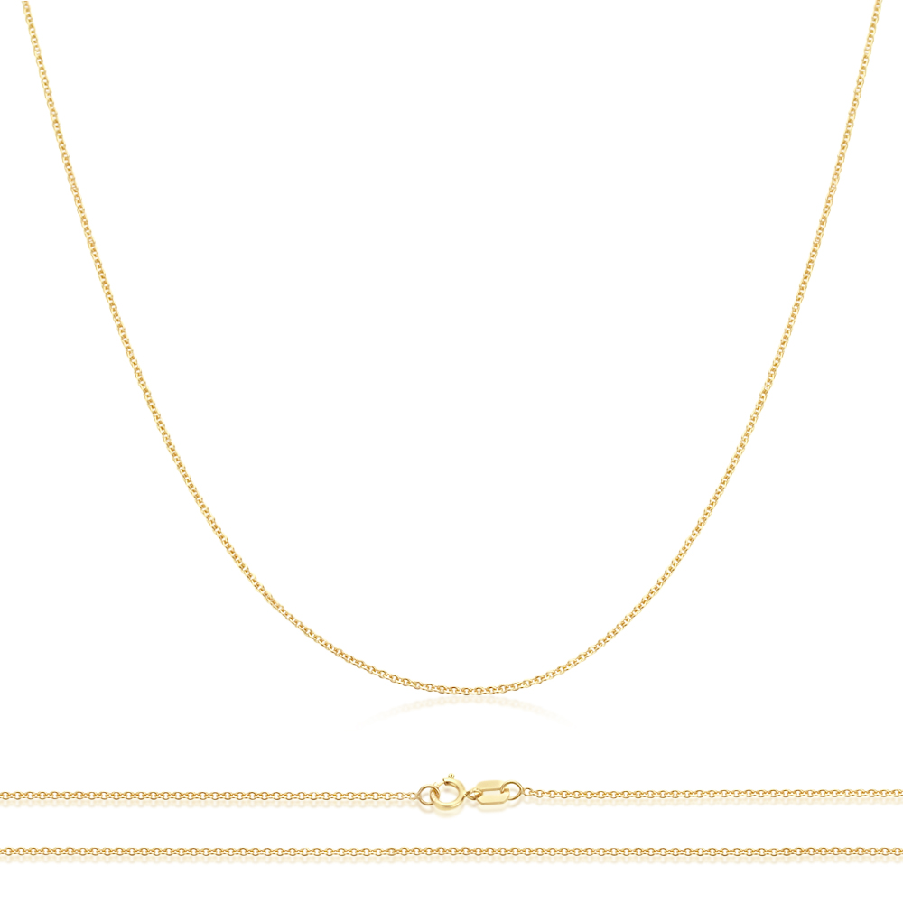 Men Women 14K Yellow Gold Chain 0.7mm For Pendant & Charm Rolo Chain Necklace