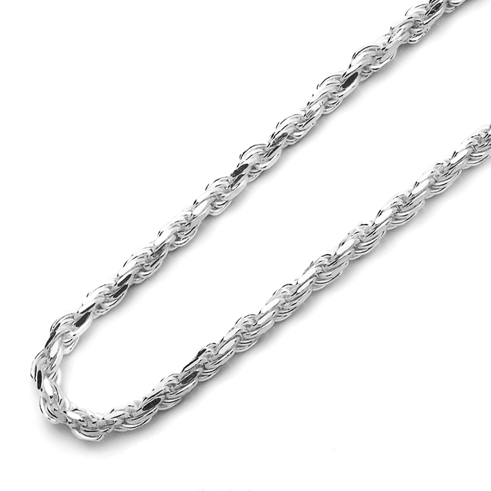 3mm 925 Sterling Silver Italian Rope Chain Necklace made in italy