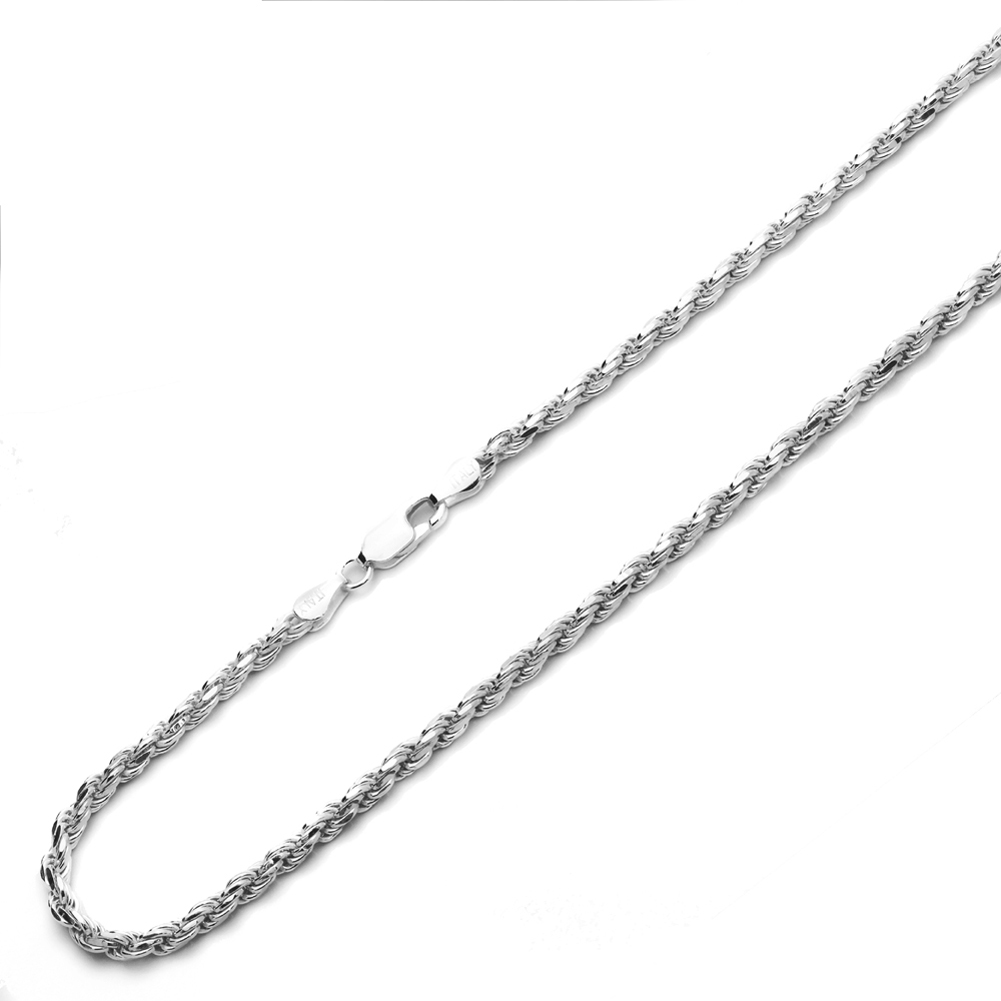 Mens 3.5mm 925 Sterling Silver Italian Rope Chain Necklace made in italy