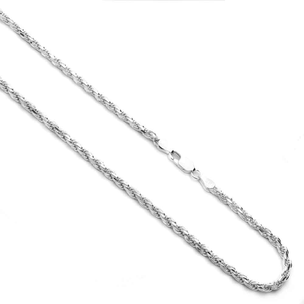 Mens 3.5mm 925 Sterling Silver Italian Rope Chain Necklace made in italy