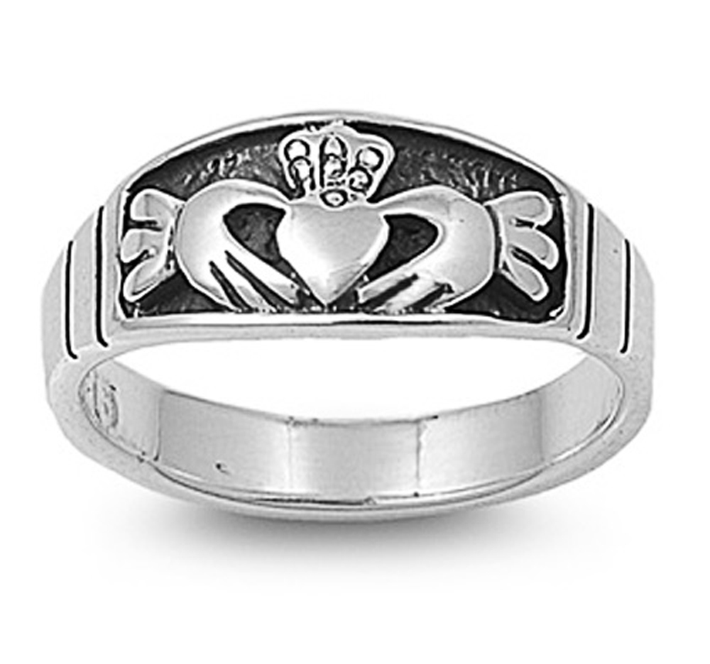 Sterling Silver Claddagh Ring - Ladies Size 8, Traditional Irish Love/Loyalty/Friendship Symbol
