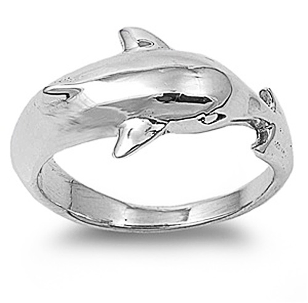 Women Sterling Silver Plain Dolphin Ring 12mm / Free Gift Box | eBay