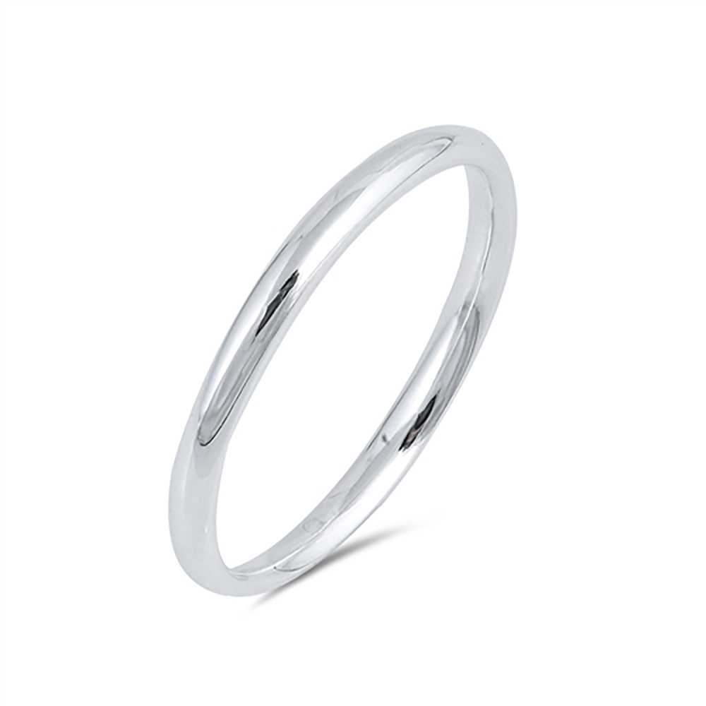 Men Women Sterling Silver Wedding Ring Classic Domed Plain Wedding Band 2MM