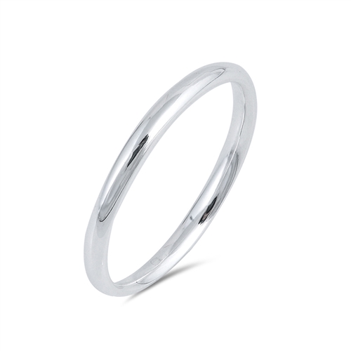 Men Women Sterling Silver Wedding Ring Classic Domed Plain Wedding Band 2MM