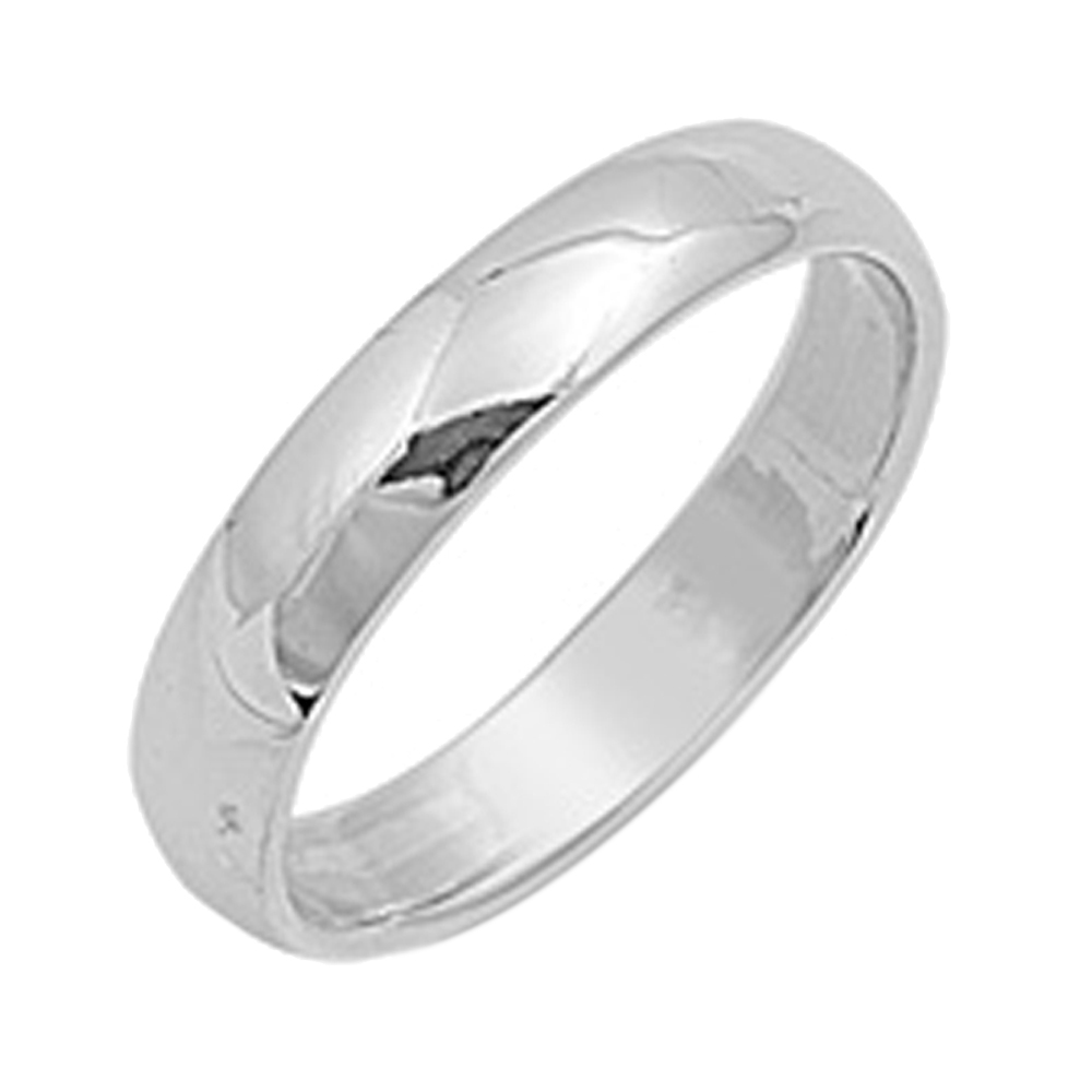 Men Women Sterling Silver Wedding Ring Classic Domed Plain Wedding Band 4MM