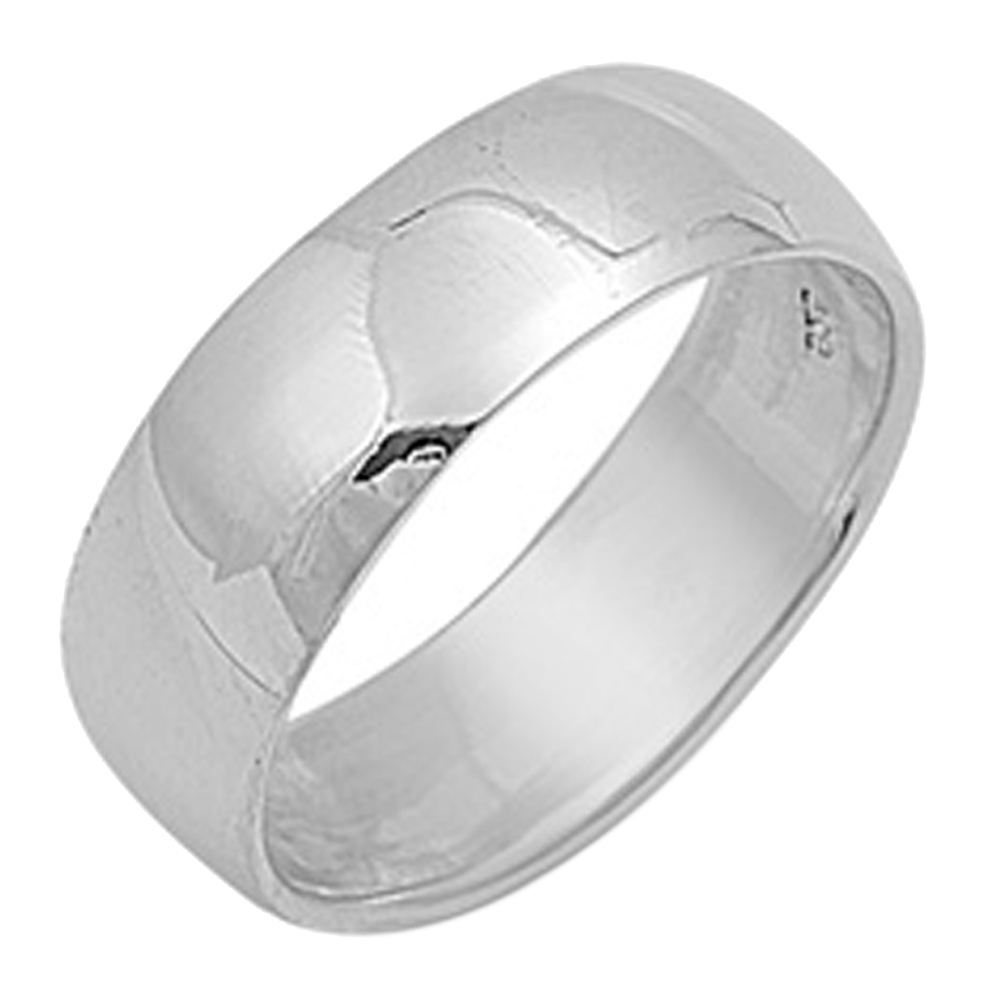 Men Women Sterling Silver Wedding Ring Classic Domed Plain Wedding Band 8MM