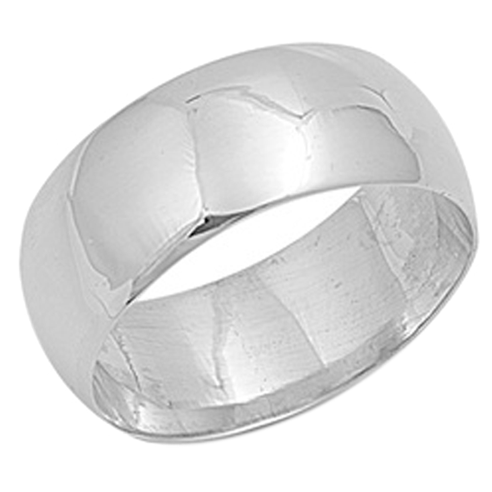 Men Women Sterling Silver Wedding Ring Classic Domed Plain