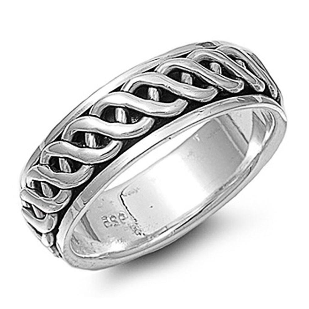 Men Women 7mm 925 Sterling Silver Oxidize Finish Celtic Spinner Ring | eBay