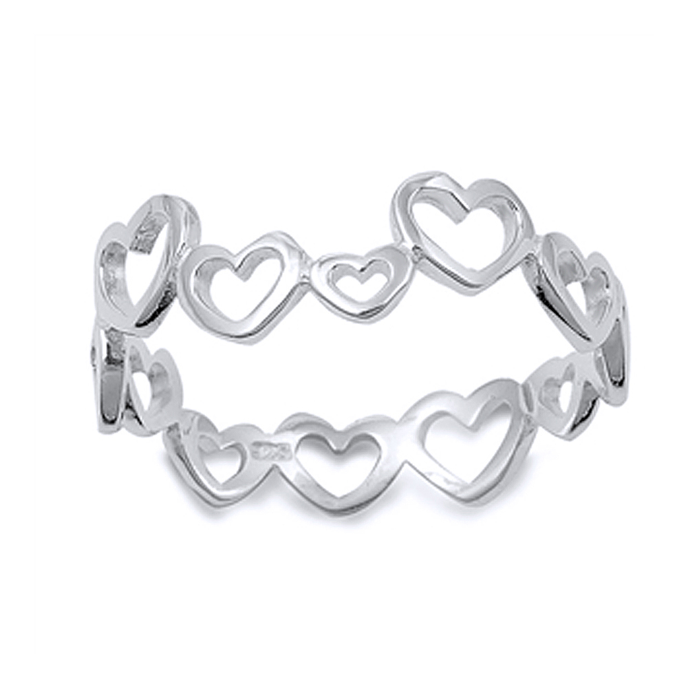 Women Sterling Silver Womens Wedding & Engagement Ring Heart Band Promise Ring