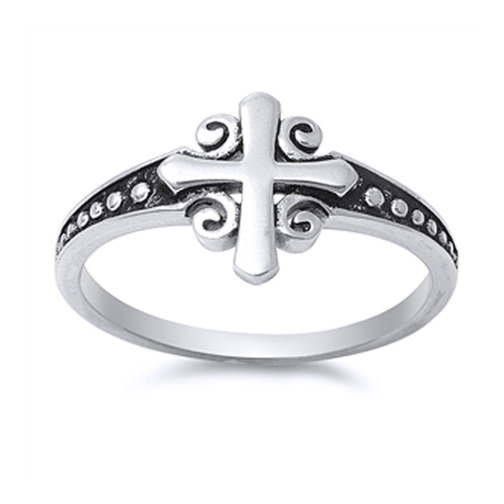 Women Sterling Silver Oxidized Cross Ring / Free Gift Box | eBay