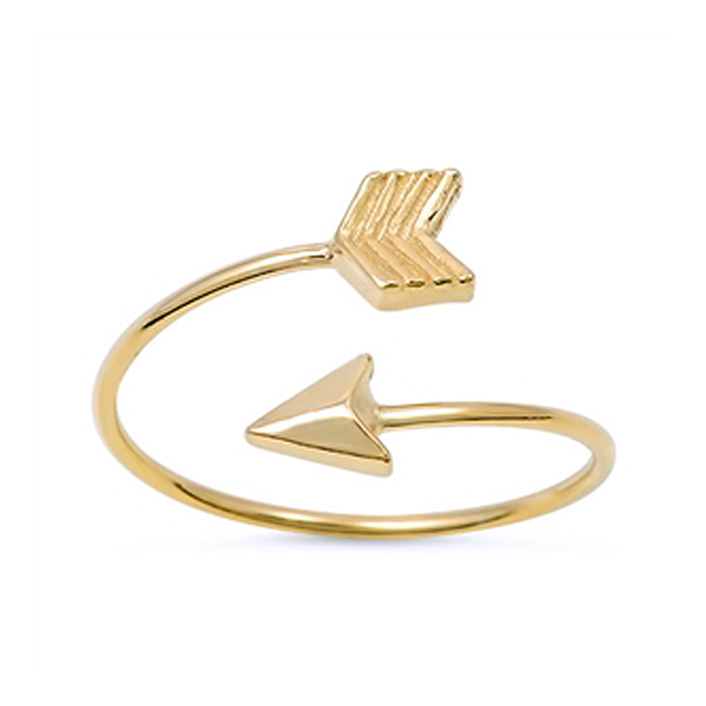 Women Sterling Silver 14K Yellow Gold Plated Cupid Arrow Open Ring