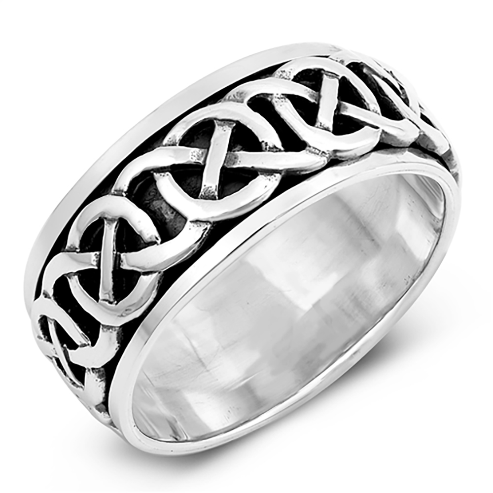 925 Sterling Silver Wedding Band Oxidized Finish Celtic Spinner Ring | eBay