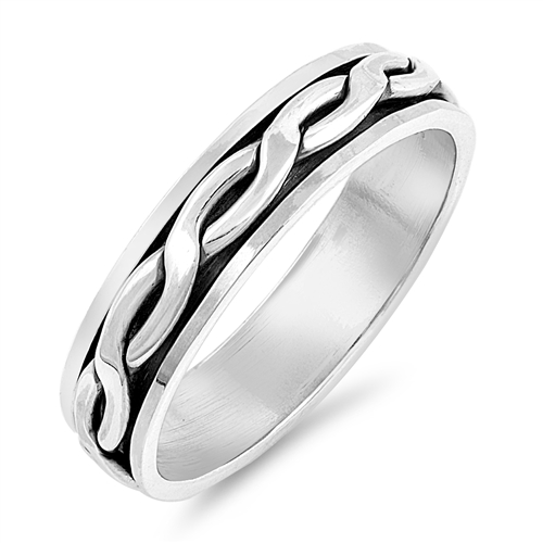 925 Sterling Silver Wedding Band Oxidized Finish Infinity Spinner Ring ...