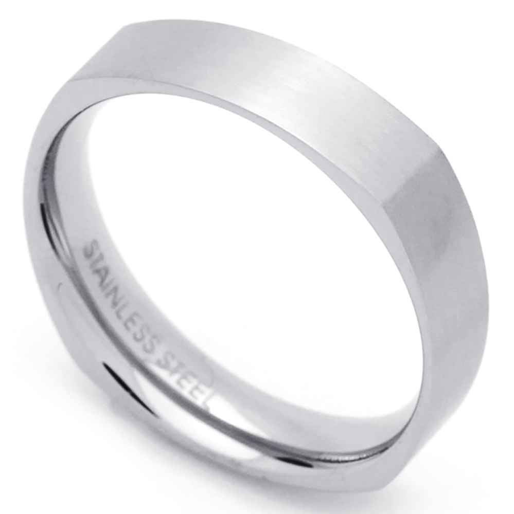 Men Women Fashion 6MM Stainless Steel Square Wedding Band Ring