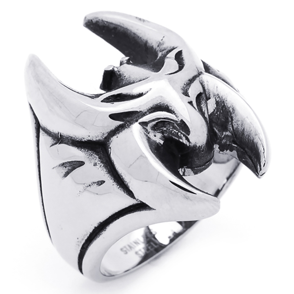 Men Women Fashion 21MM Stainless Steel Antique Bat Ring For Men