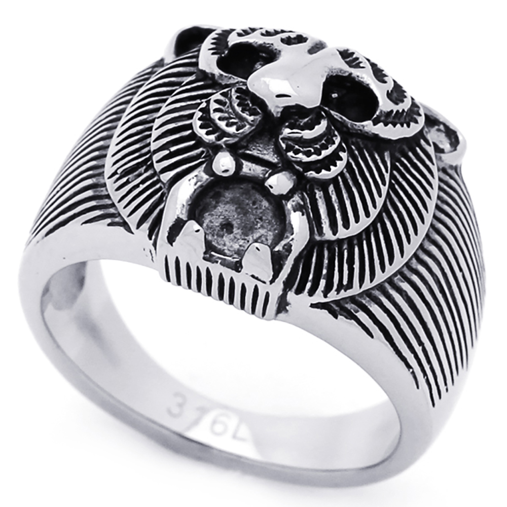 Men's Stainless Steel Tiger's Eye Ring - Heavy Duty Signet Style, Sizes 9-13