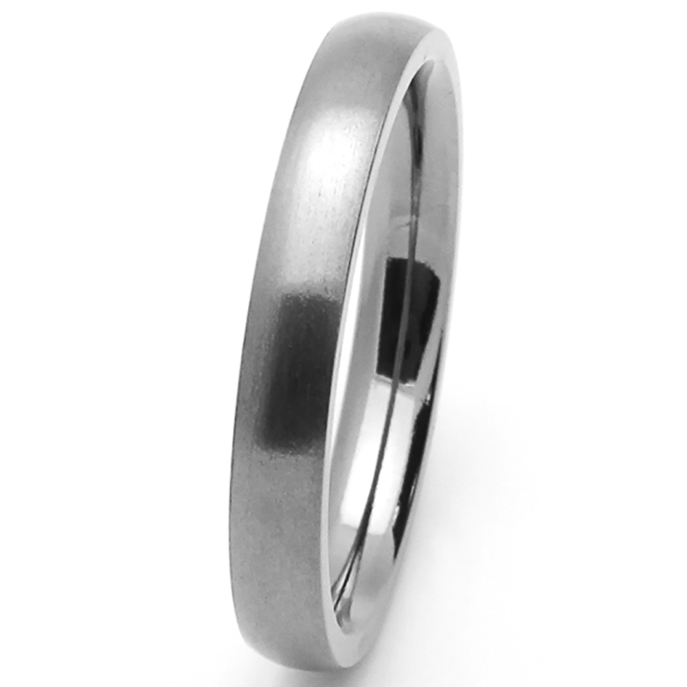 Men Fashion 3MM Comfort Fit Stainless Steel Band Satin Classic Domed Ring