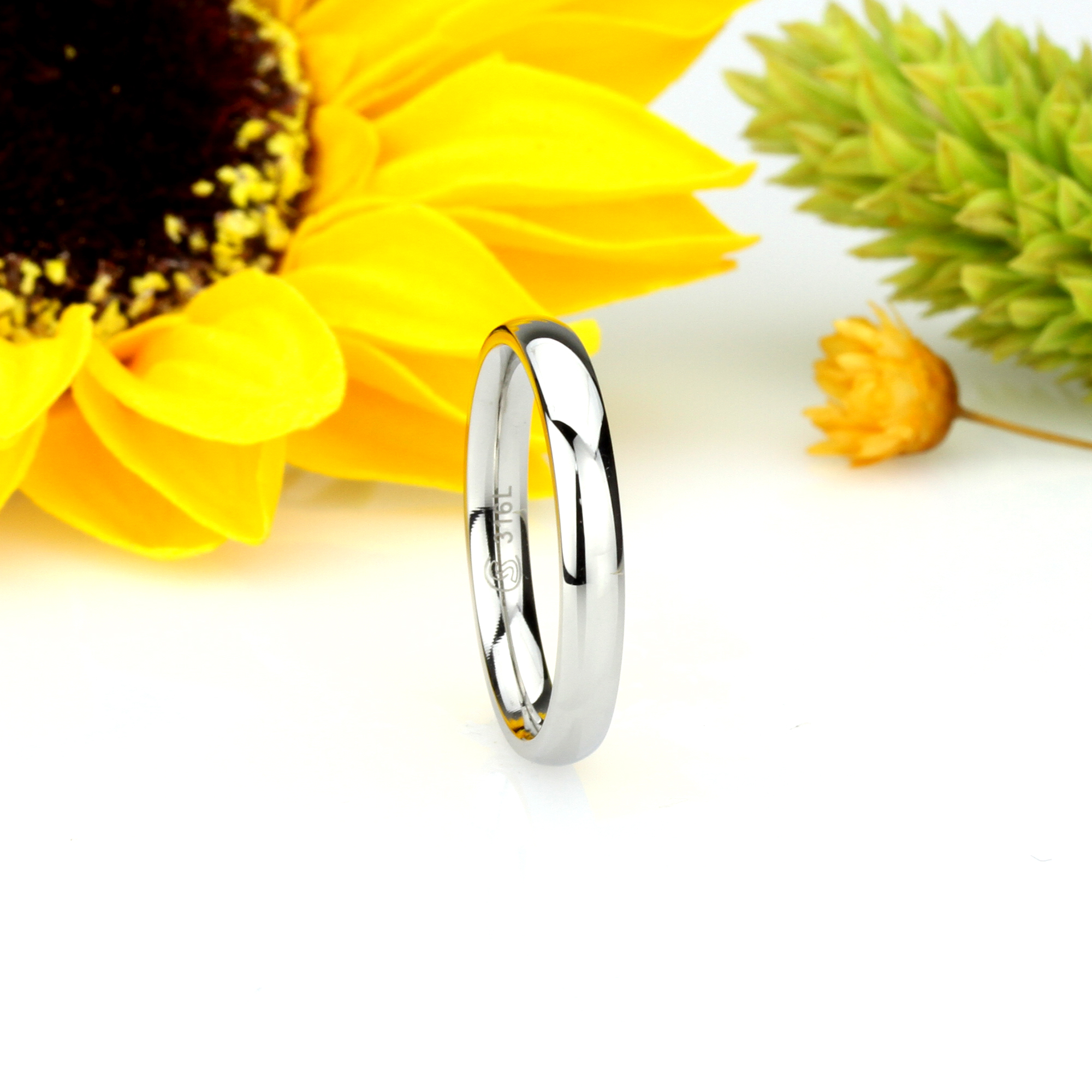 Men Fashion 3MM Comfort Fit Stainless Steel Wedding Band Classic Dome Ring