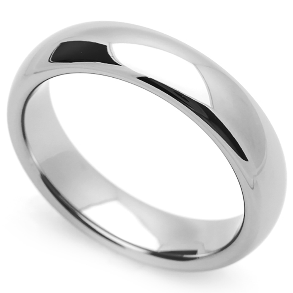 Men Fashion 5MM Comfort Fit Stainless Steel Band Classic Domed Ring
