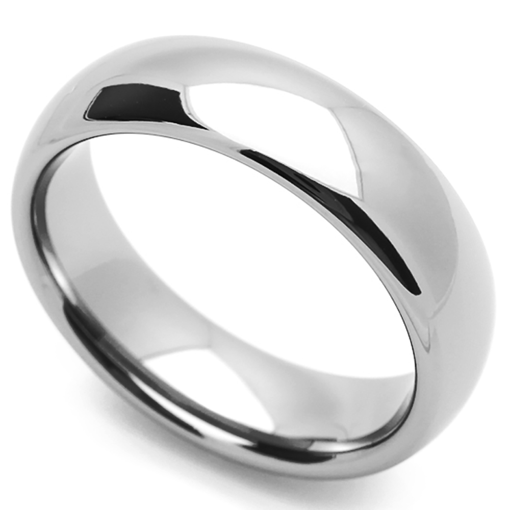 Men Fashion 6MM Comfort Fit Stainless Steel Band Classic Domed Ring