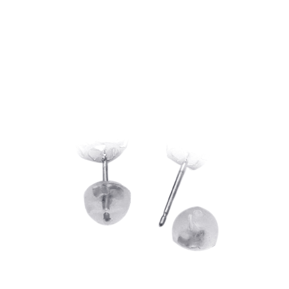 14K White Gold 7mm Square Cubic CZ Basket Set Solitaire Safetyback Stud Earrings