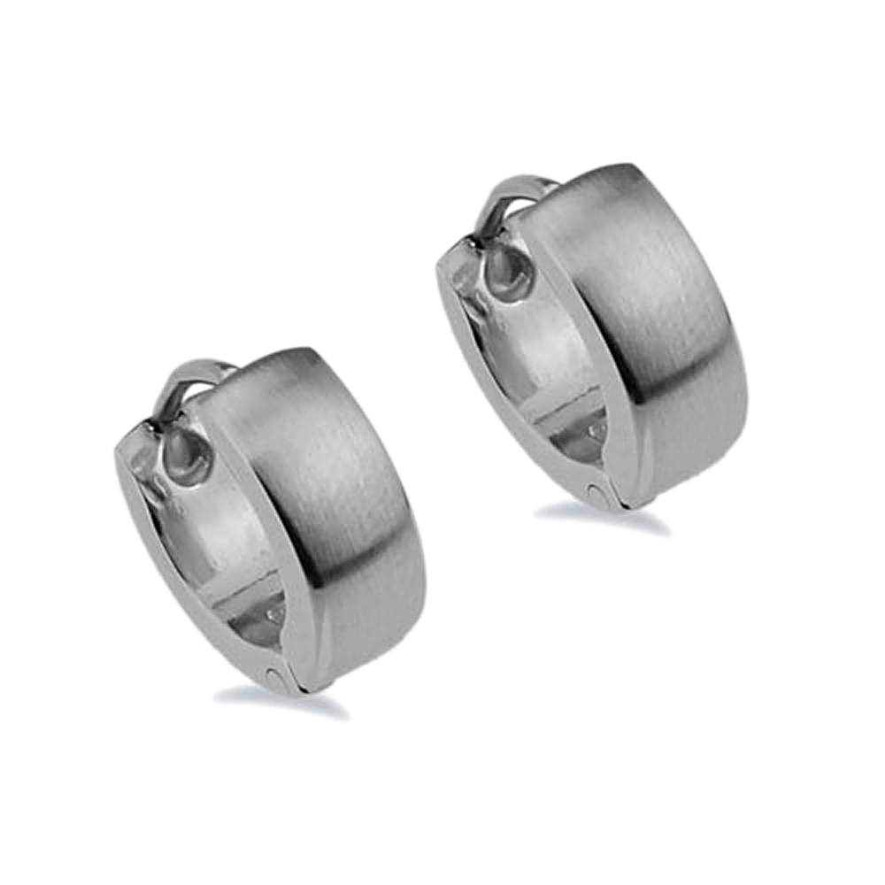 Men Women 316L Surgical Stainless Steel 10mm Matte Domed Huggie Hoop Earrings
