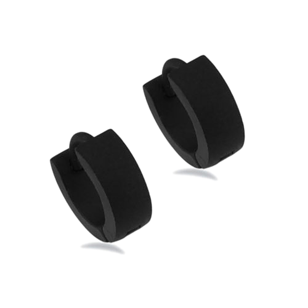Stainless Steel 4mm X 10mm Plain HIGH POLISH Finish Black Huggie Hoop Earring