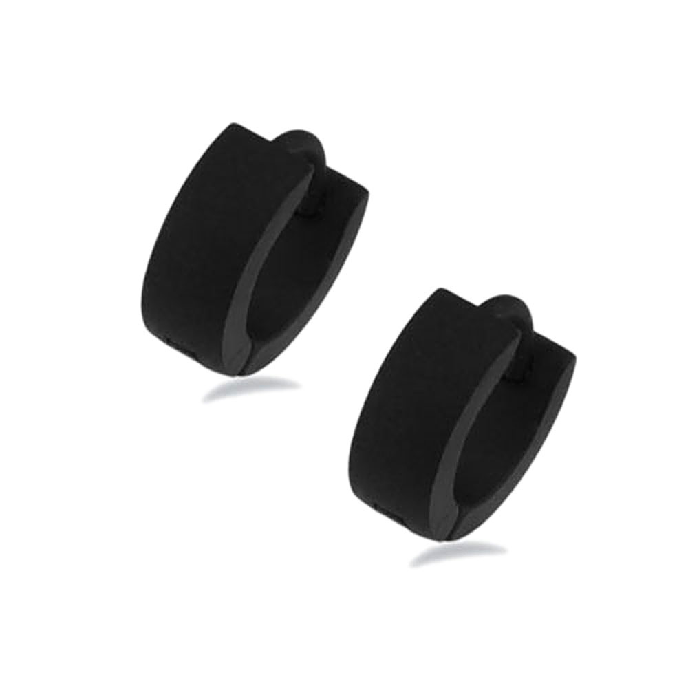 Stainless Steel 4mm X 10mm Plain HIGH POLISH Finish Black Huggie Hoop Earring