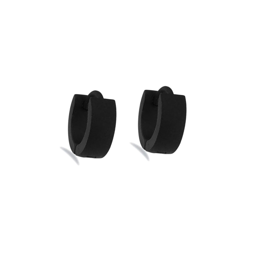 Stainless Steel 4mm X 10mm Plain HIGH POLISH Finish Black Huggie Hoop Earring