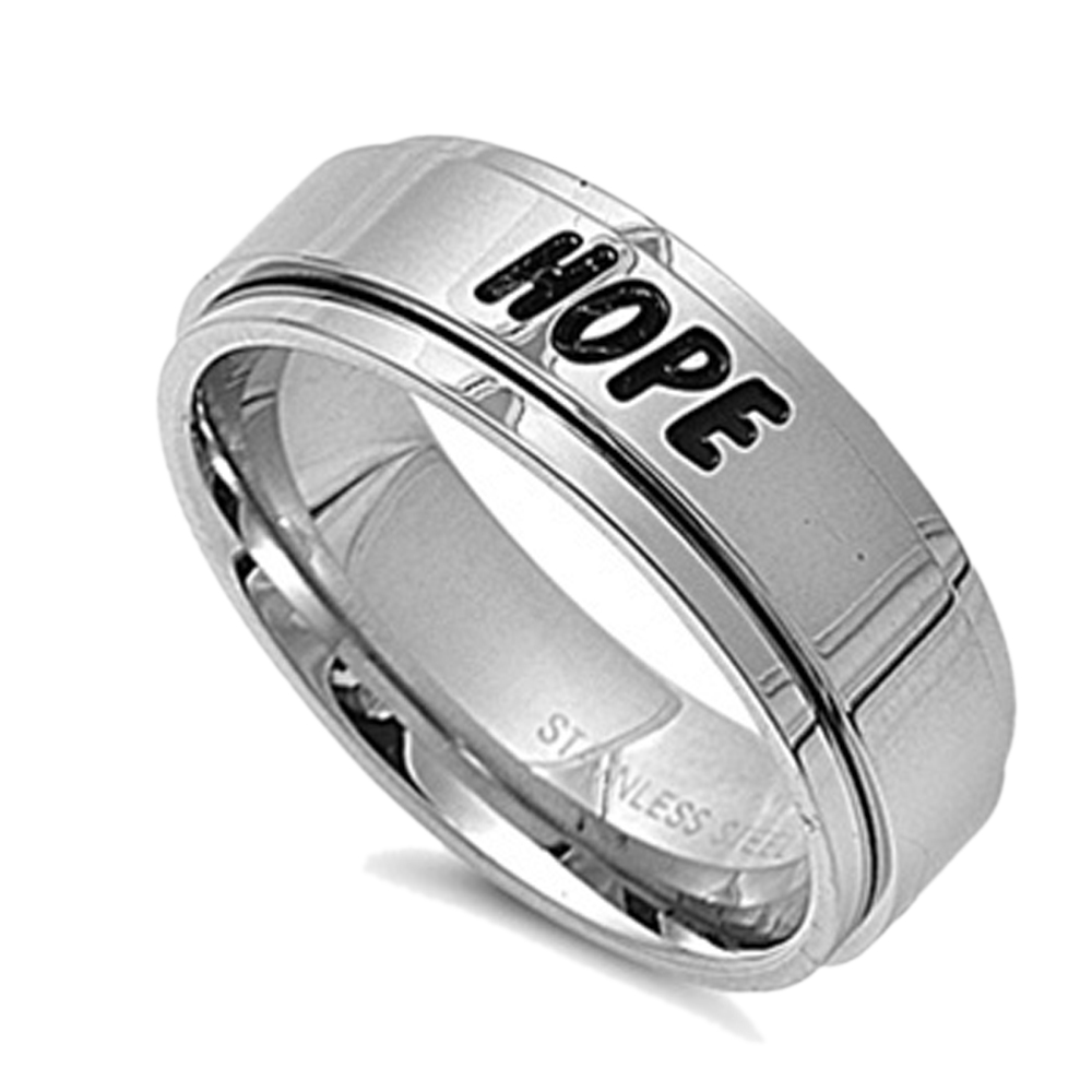 Men Women 8MM Stainless Steel Spinner Ring Wedding Band eBay